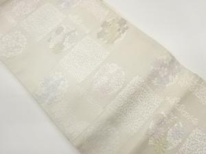 すくい織花輪・変わり唐草に色紙模様織出し夏用名古屋帯